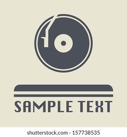 Turntable icon or sign, vector illustration