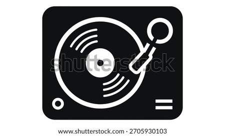 Turntable icon  a simple black and white illustration of a vinyl record player, perfect for music or audio themes