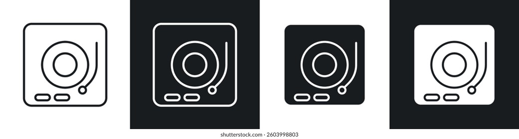 Turntable icon symbol collection on white background.