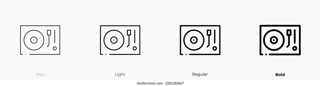 turntable icon. Thin, Light Regular And Bold style design isolated on white background