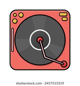 Turntable icon vector illustration for technology design concept. Retro style vinyl design element