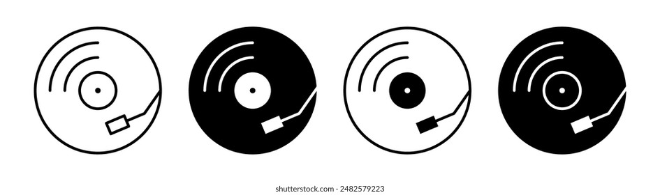 Turntable icon. Vinyl player vector illustration. Audio disc symbol. Music record retro sing. Vintage dj LP pictogram isolated.