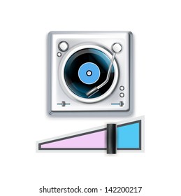 turntable icon with volume sign isolated