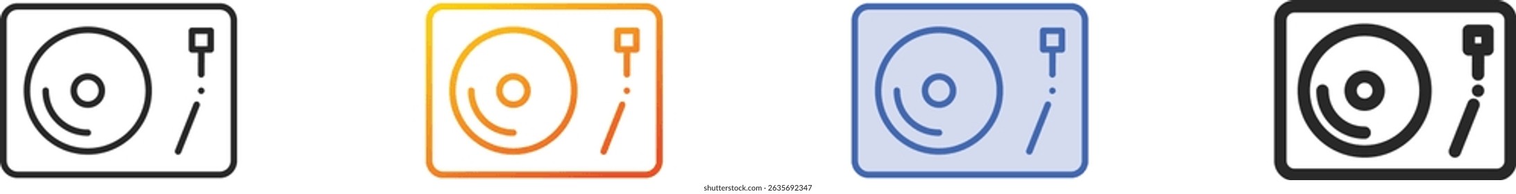 turntable icon.Thin Linear, Gradient, Blue Stroke and bold Style Design Isolated On White Background