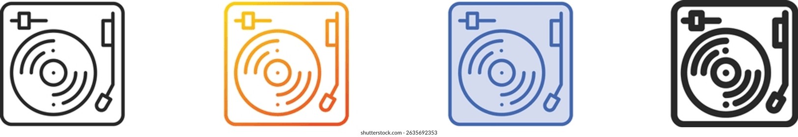turntable icon.Thin Linear, Gradient, Blue Stroke and bold Style Design Isolated On White Background