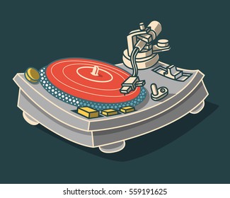 Turntable Illustration. Vector Graphic. 