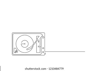 Turntable Isolated Line Drawing, Vector Illustration Design. Music Collection.