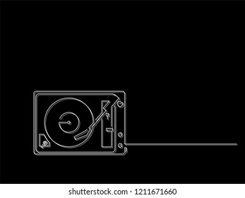 Turntable isolated line drawing, vector illustration design. Music collection.