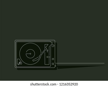 Turntable isolated line drawing, vector illustration design. Music collection.