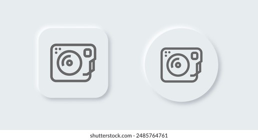Turntable line icon in neomorphic design style. Dj signs vector illustration.