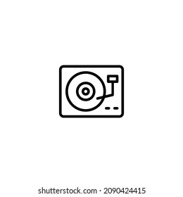 Turntable line icon for web, mobile and infographics. Vector white icon isolated on white background.