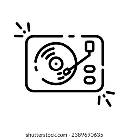 Turntable line icon for web, mobile and infographics. Vector white icon isolated on white background.