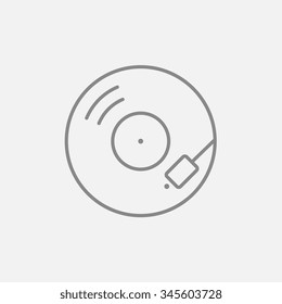 Turntable line icon for web, mobile and infographics. Vector dark grey icon isolated on light grey background.