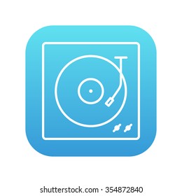 Turntable line icon for web, mobile and infographics. Vector white icon on the blue gradient square with rounded corners isolated on white background.