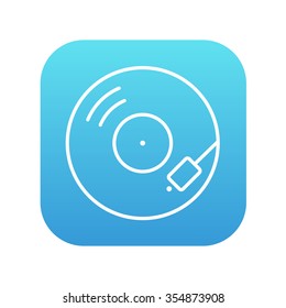 Turntable line icon for web, mobile and infographics. Vector white icon on the blue gradient square with rounded corners isolated on white background.