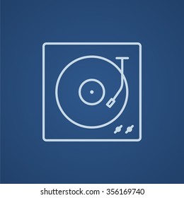 Turntable line icon for web, mobile and infographics. Vector light blue icon isolated on blue background.