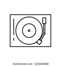 turntable line style icon design, Music sound melody song musical art and composition theme Vector illustration