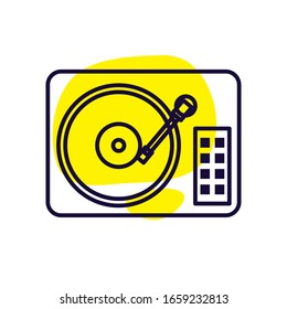 turntable line style icon design, Music sound melody song musical art and composition theme Vector illustration