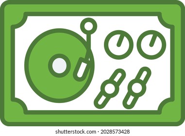 Turntable Linear Green Filled Vector Icon Design