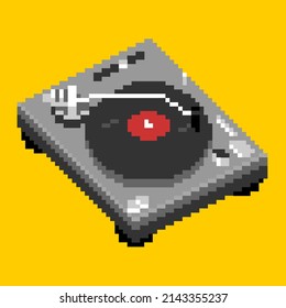 Turntable Mixer DJ Equipment Gear Instrument Music Scratch Vinyl Record Old School Hip Hop Sample 8bit Pixel Art