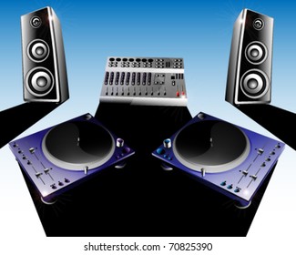 Turntable mixer and speakers