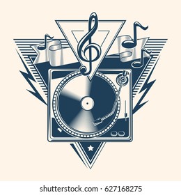 Turntable monochrome decorative emblem