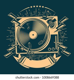 Turntable music emblem