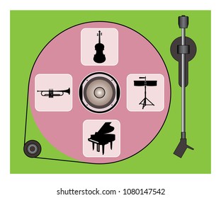 Turntable and music instrument icons