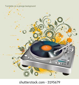 Turntable on a floral background
