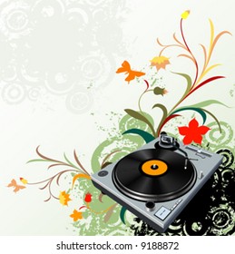 girable sobre fondo de grunge floral