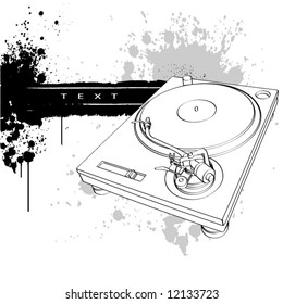 Turntable on white background with drops