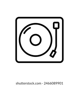 Turntable outline icon. Editable stroke. Party, holiday symbol. Isolated vector illustration 