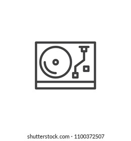 Turntable outline icon. linear style sign for mobile concept and web design. Dj vinyl player simple line vector icon. Symbol, logo illustration. Pixel perfect vector graphics