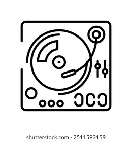 Turntable Outline Icon, Vector illustration