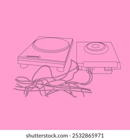 Esquema del tocadiscos Póster Ilustración vectorial