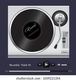 The turntable for playing vinyl records. Vector illustration.