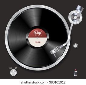 Turntable playing vinyl vector illustration