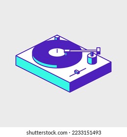 Turntable Record player isometric vector icon illustration