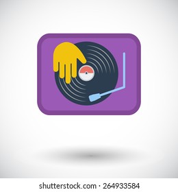 Turntable. Single flat icon on white background. Vector illustration.