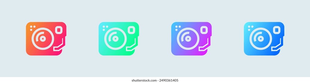 Turntable solid icon in gradient colors. Dj signs vector illustration.