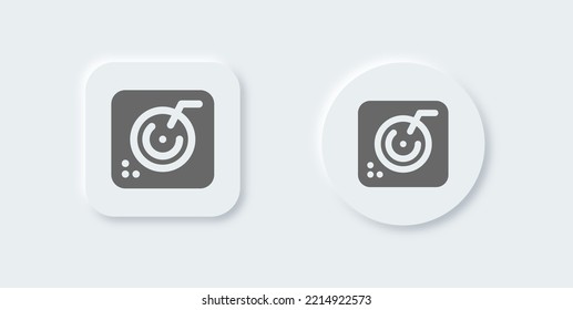 Turntable solid icon in neomorphic design style. Dj signs vector illustration.