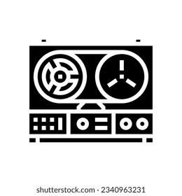 turntable tape retro music glyph icon vector. turntable tape retro music sign. isolated symbol illustration