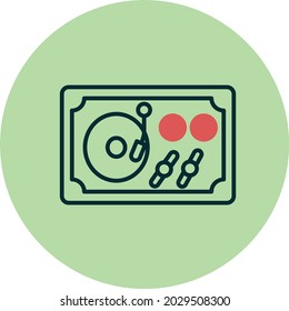 Turntable Two Color Circle Vector Icon Design