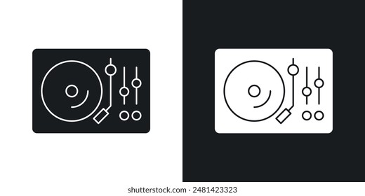 Turntable vector icon set in black color.