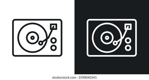 Turntable vector icon set in black and white color.
