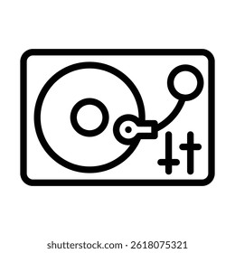 Turntable Vector Line icon Design