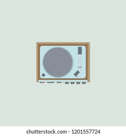 Turntable vector retro illustration for disc jokey