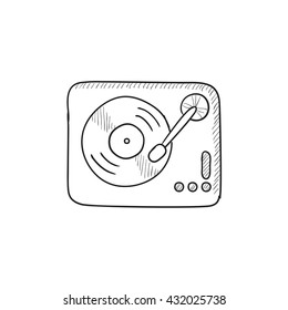 Turntable vector sketch icon isolated on background. Hand drawn Turntable icon. Turntable sketch icon for infographic, website or app.