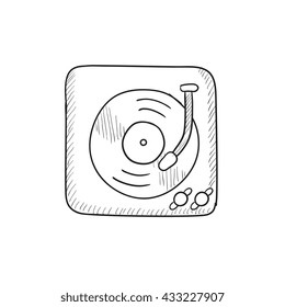 Turntable vector sketch icon isolated on background. Hand drawn Turntable icon. Turntable sketch icon for infographic, website or app.
