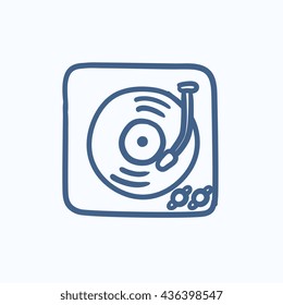 Turntable vector sketch icon isolated on background. Hand drawn Turntable icon. Turntable sketch icon for infographic, website or app.